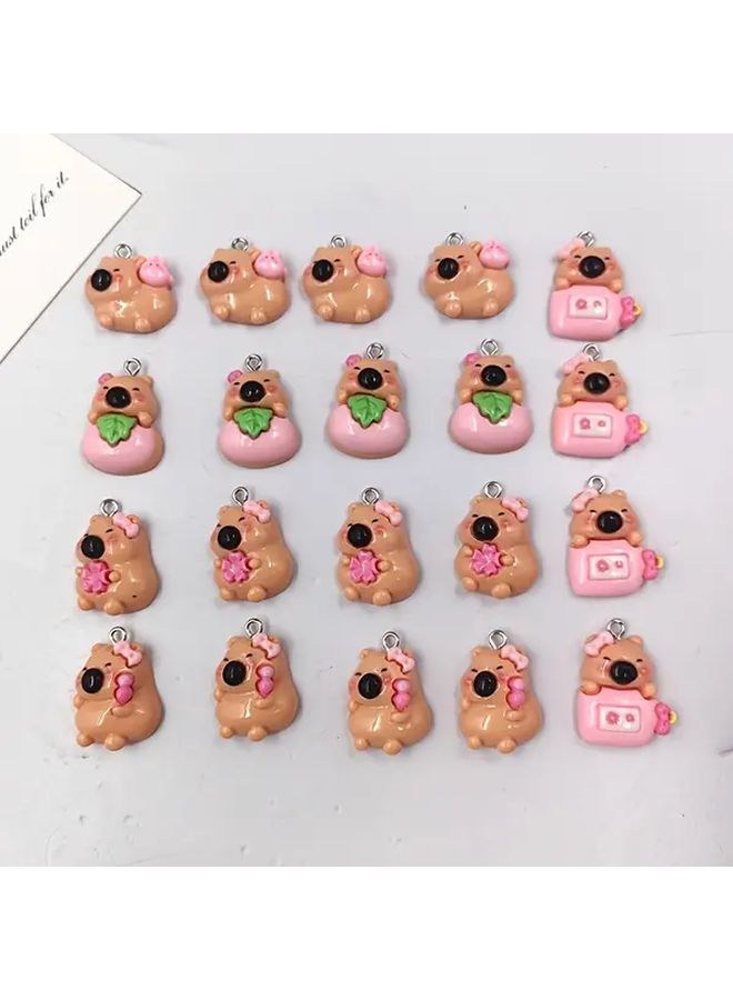 20pcs Cute Capybara Charms Style 3 Resin Pendants For DIY Jewelry Earrings Keychains - Image 3